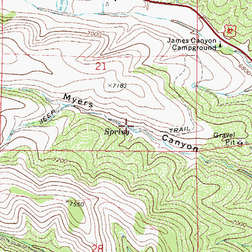 Topographic Map of Myers Spring, NM