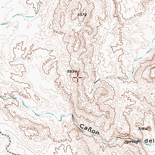 Topographic Map of Cerritos de las Minas, NM