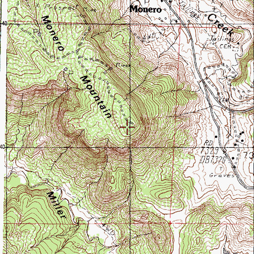 Topographic Map of Monero Mountain, NM