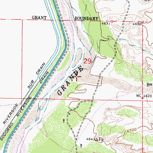 Topographic Map of Arroyo de la Caas, NM