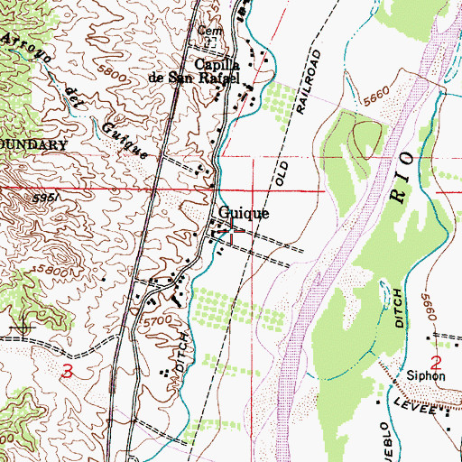 Topographic Map of Arroyo del Guique, NM