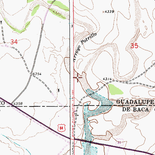Topographic Map of Arroyo Potrillo, NM