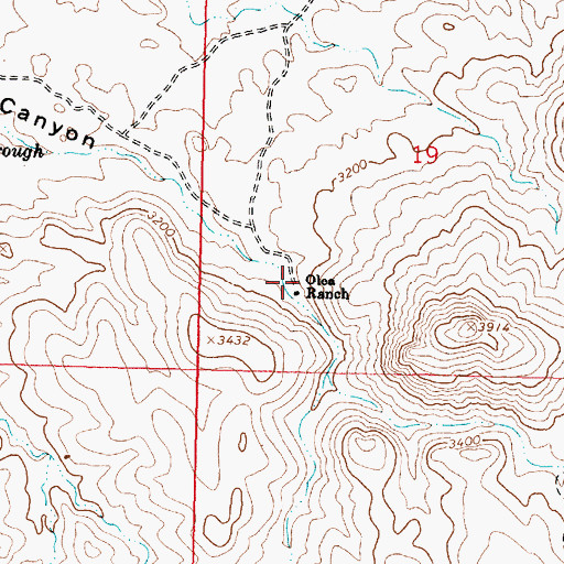 Topographic Map of Olea Ranch, AZ