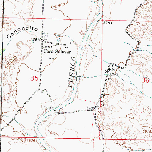 Topographic Map of Caada Gonzales, NM