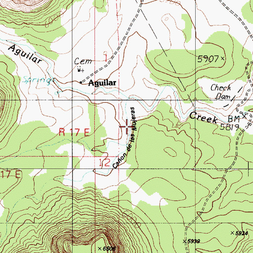 Topographic Map of Caon de las Mujeras, NM