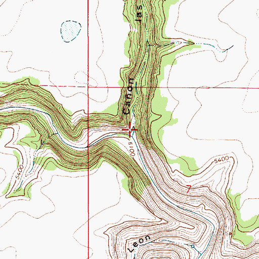 Topographic Map of Caon las Cuevas, NM