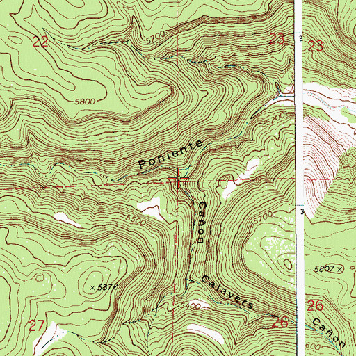 Topographic Map of Caon Calaveras, NM