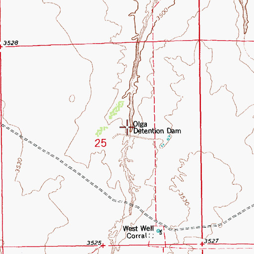 Topographic Map of Olga Detention Dam, AZ