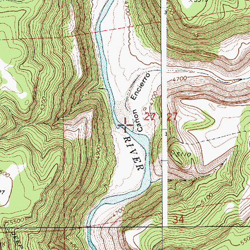 Topographic Map of Caon Encierro, NM