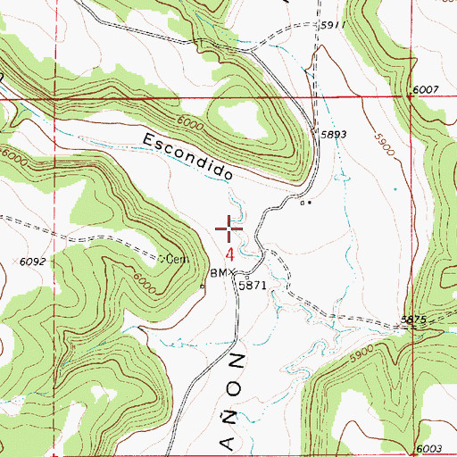 Topographic Map of Caon Escondido, NM