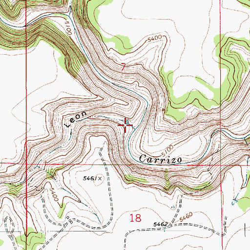 Topographic Map of Caon Leon, NM