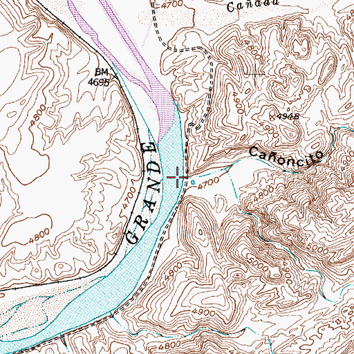 Topographic Map of Caoncito Colorado, NM