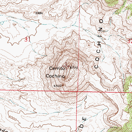 Topographic Map of Cerrito Cochino, NM