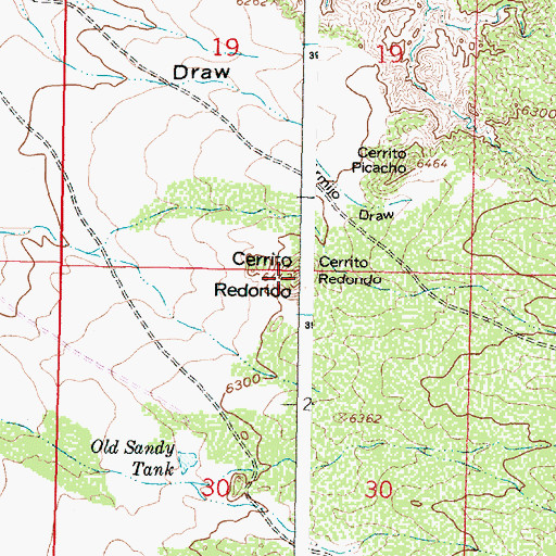 Topographic Map of Cerrito Redondo, NM