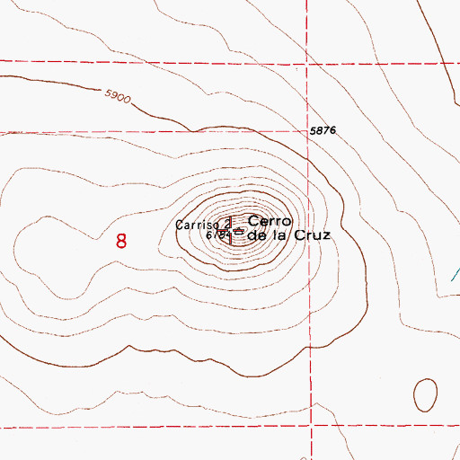 Topographic Map of Cerro de la Cruz, NM