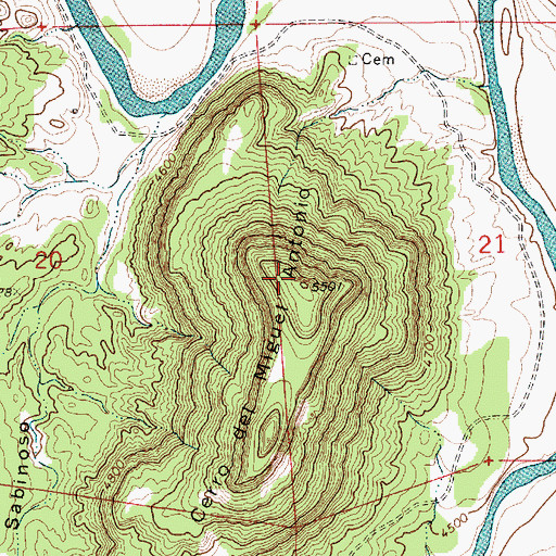 Topographic Map of Cerro del Miguel Antonio, NM