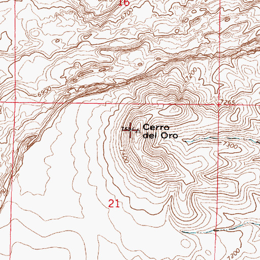 Topographic Map of Cerro del Oro, NM