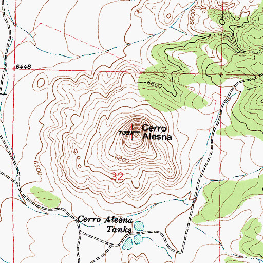 Topographic Map of Cerro Alesna, NM