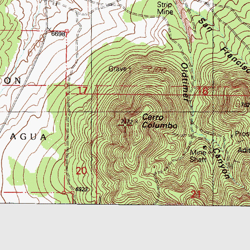 Topographic Map of Cerro Columbo, NM