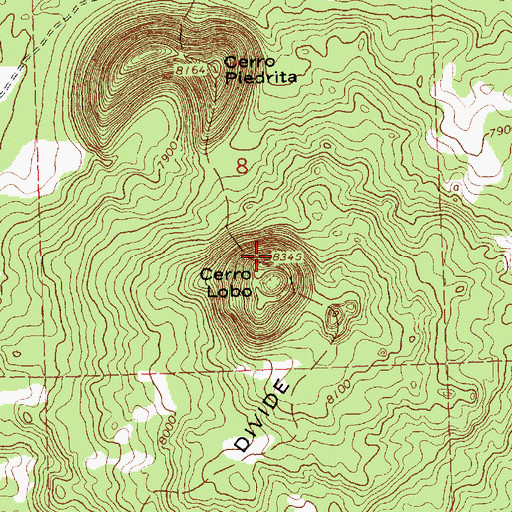 Topographic Map of Cerro Lobo, NM