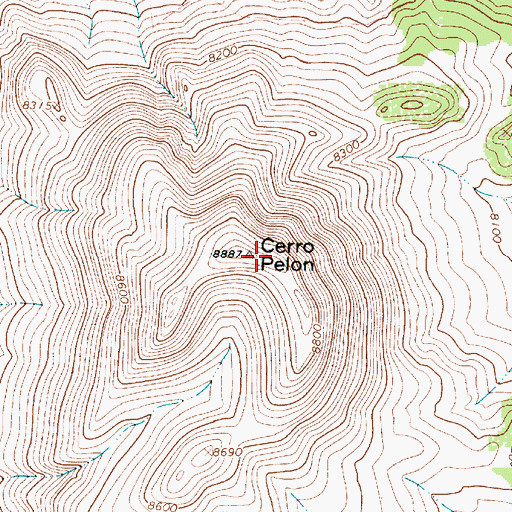 Topographic Map of Cerro Pelon, NM