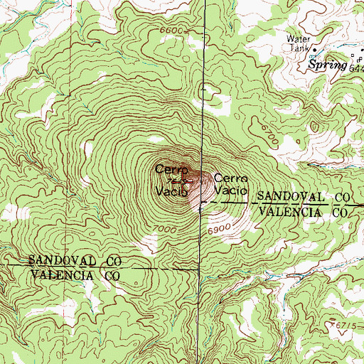 Topographic Map of Cerro Vacio, NM
