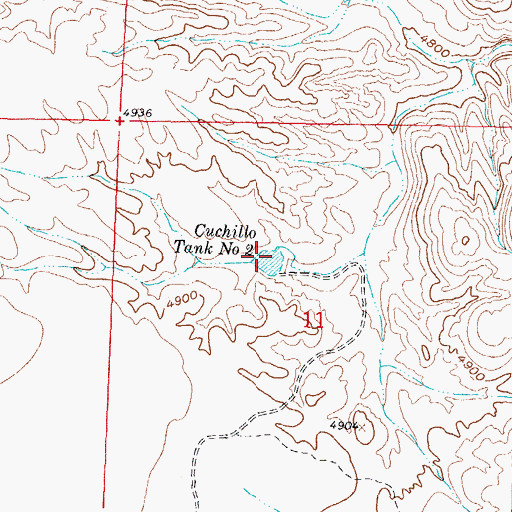 Topographic Map of Cuchillo Tank Number 2, NM