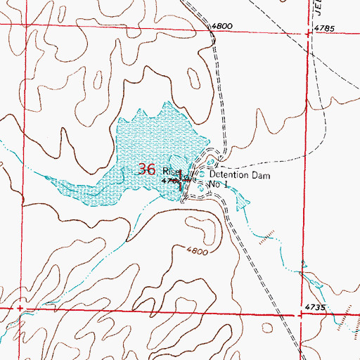 Topographic Map of Detention Dam Number 1, NM