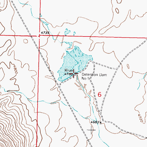Topographic Map of Detention Dam Number 5, NM