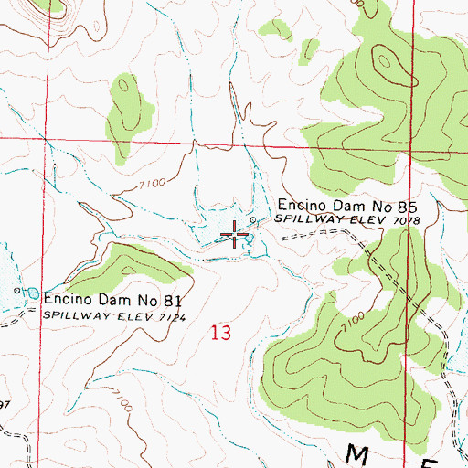 Topographic Map of Encino Dam Number 85, NM