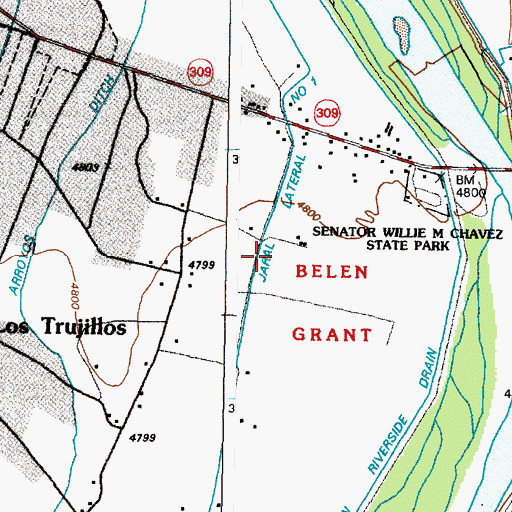 Topographic Map of Jaral Lateral Number 1, NM