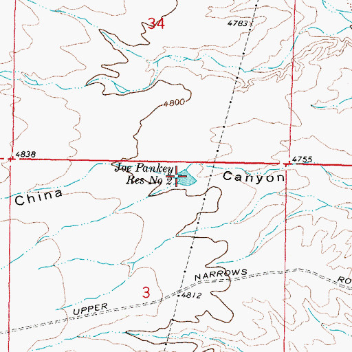 Topographic Map of Joe Pankey Reservoir Number 2, NM