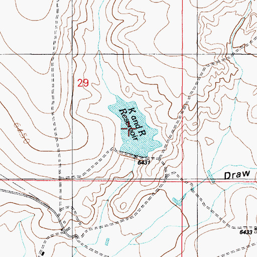 Topographic Map of K and R Reservoir, NM