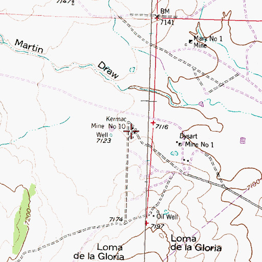Topographic Map of Kermac Number 10 Mine, NM