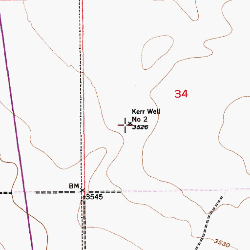 Topographic Map of Kerr Well Number 2, NM