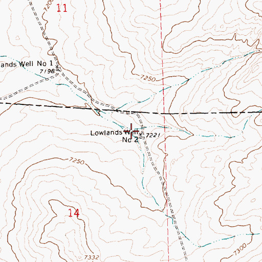 Topographic Map of Lowlands Well Number 2, NM