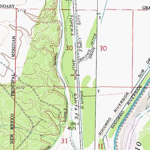 Topographic Map of Luis Lopez and Drain B, NM
