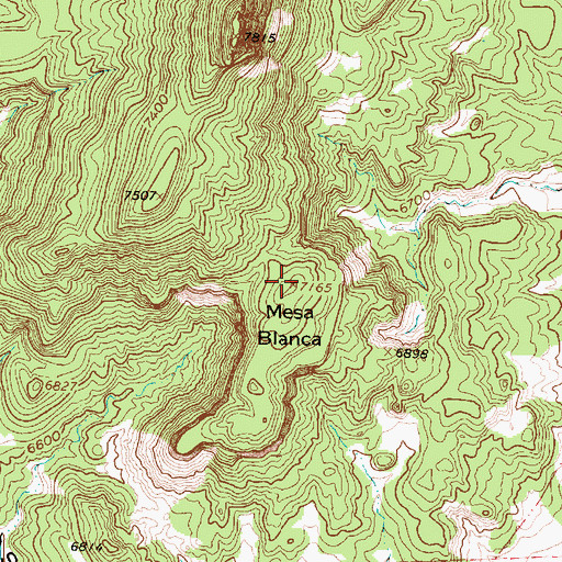 Topographic Map of Mesa Blanca, NM