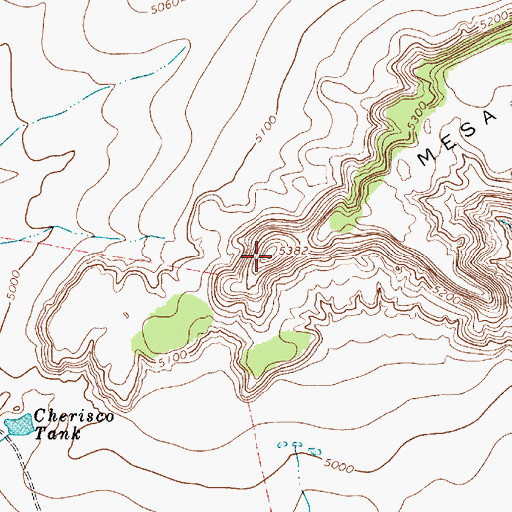 Topographic Map of Mesa Cherisco, NM