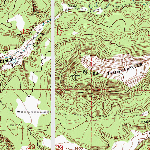 Topographic Map of Mesa Huerfanita, NM