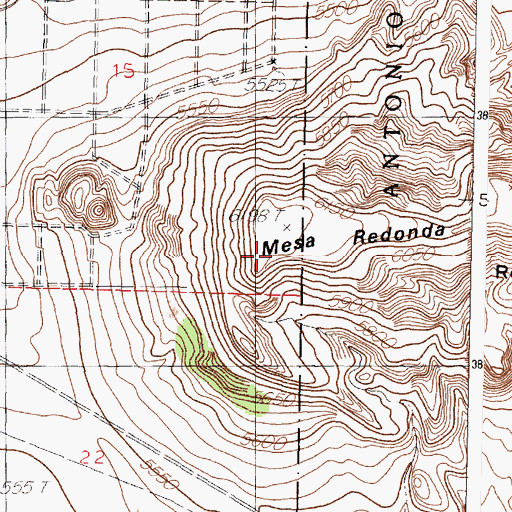 Topographic Map of Mesa Redonda, NM