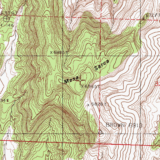 Topographic Map of Mesa Sarca, NM