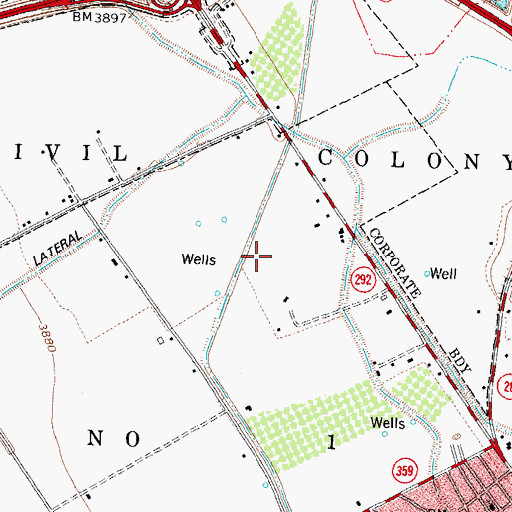 Topographic Map of Mesilla Civil Colony Tract Number 1, NM