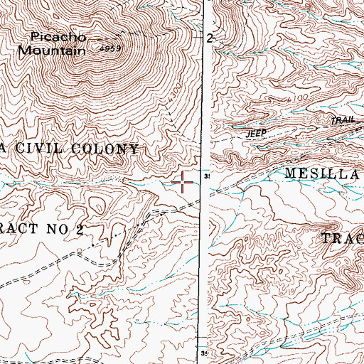 Topographic Map of Mesilla Civil Colony Tract Number 2, NM