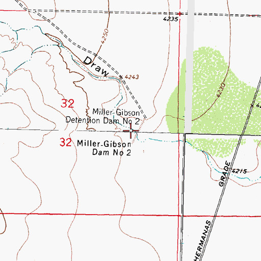 Topographic Map of Miller-Gibson Detention Dam Number 2, NM