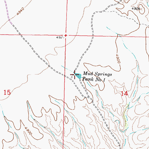 Topographic Map of Mud Springs Tank Number 1, NM