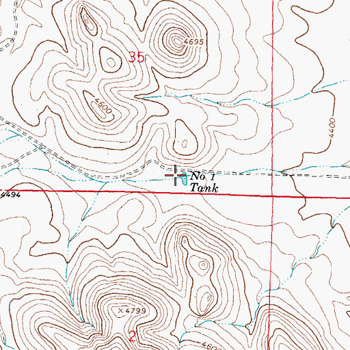 Topographic Map of Number 1 Tank, NM