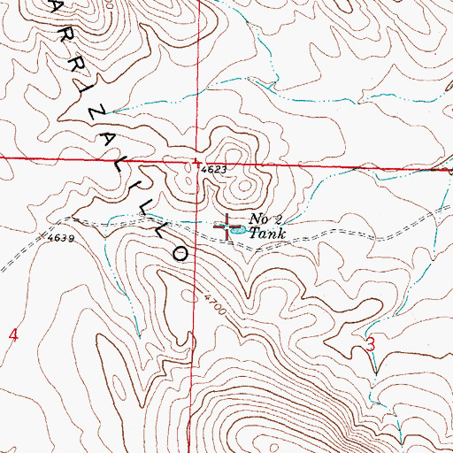 Topographic Map of Number 2 Tank, NM