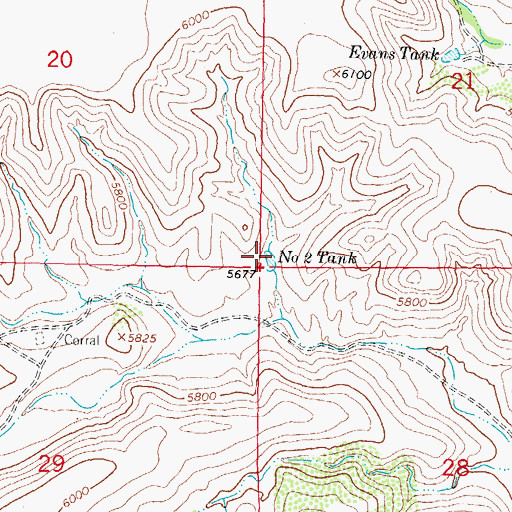 Topographic Map of Number 2 Tank, NM