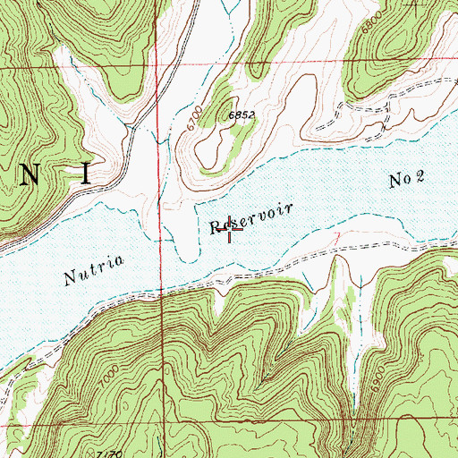 Topographic Map of Nutria Reservoir Number 2, NM